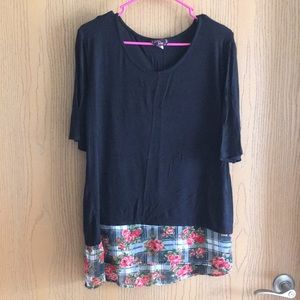 Black blouse w/floral bottom design
